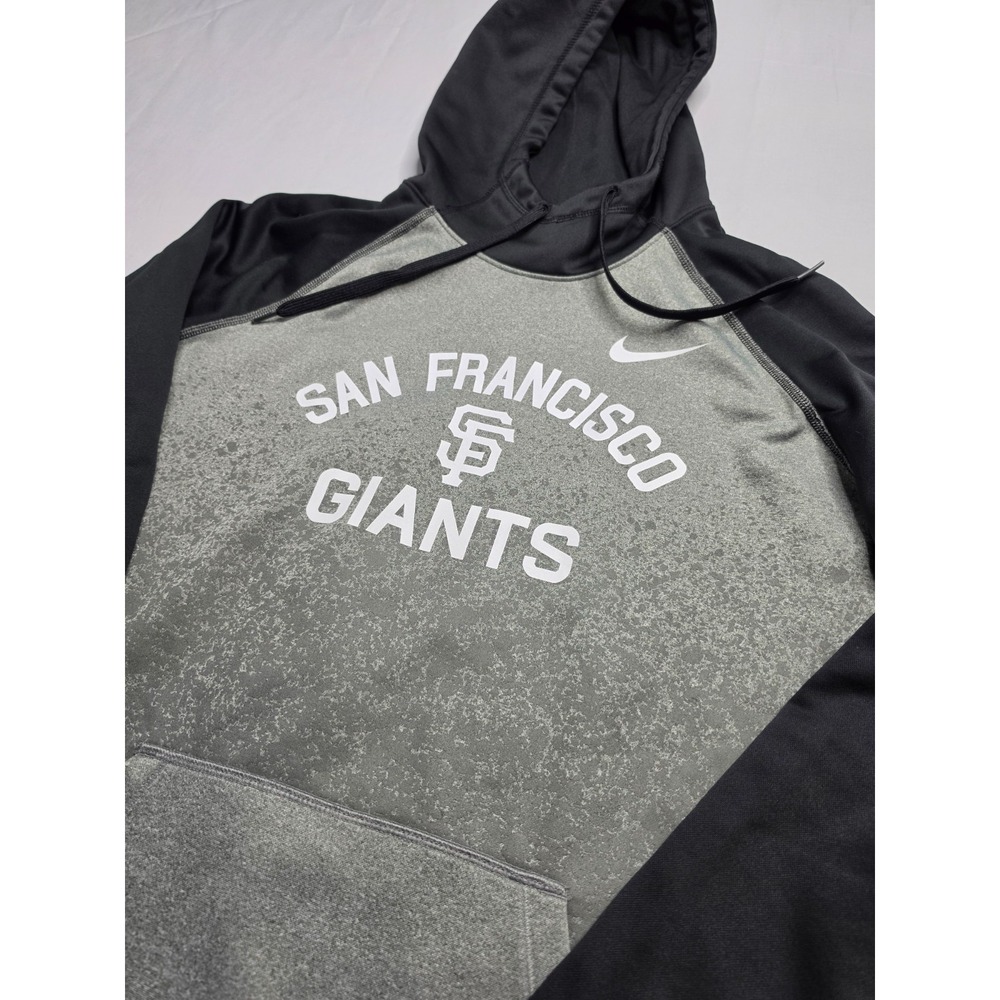 Nike Dri Fit San Francisco Giants Baseball Hoodie Men L Gray Black Raglan Sleeve - Picture 3 of 7